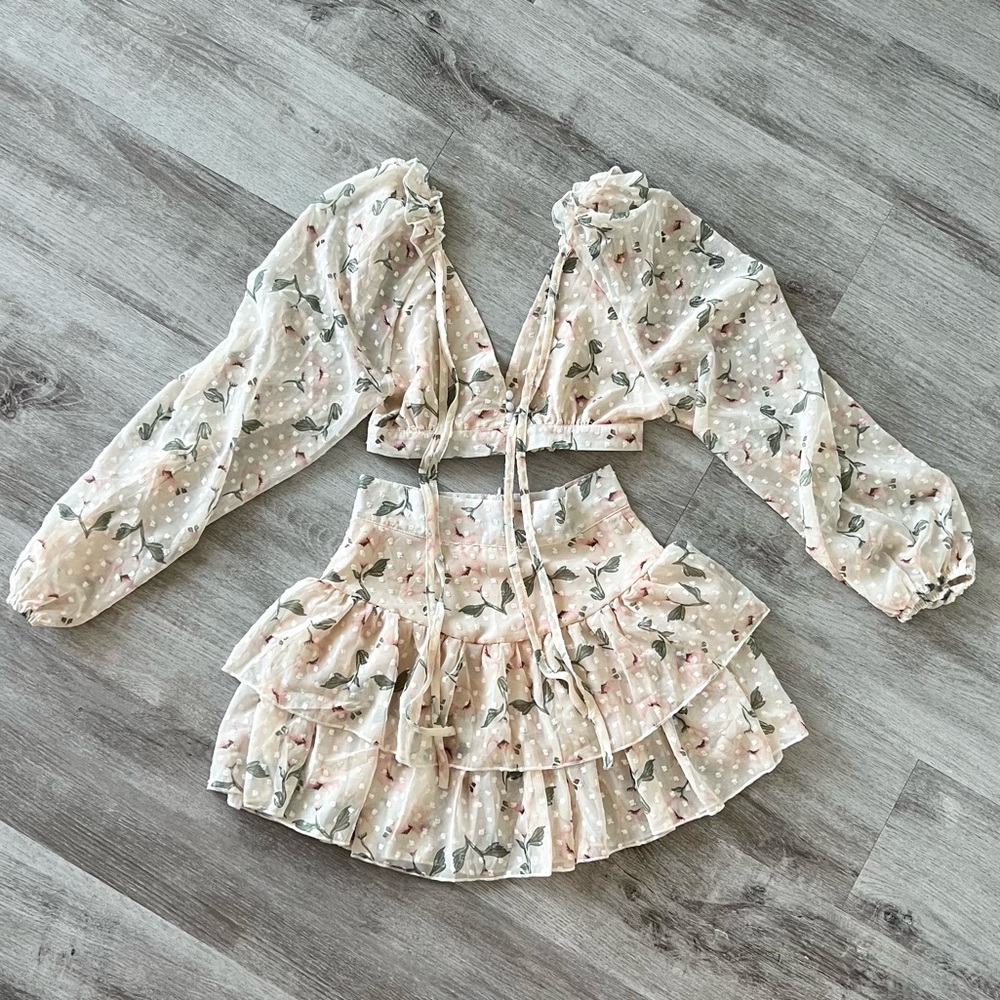 Floral skirt and top set